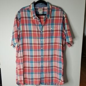 Mens LL Bean Plaid Short Sleeve Shirt Sz XXL